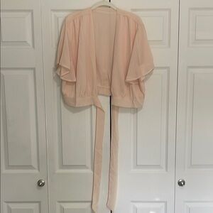 Cream Flutter Sleeve Boxy Blouse